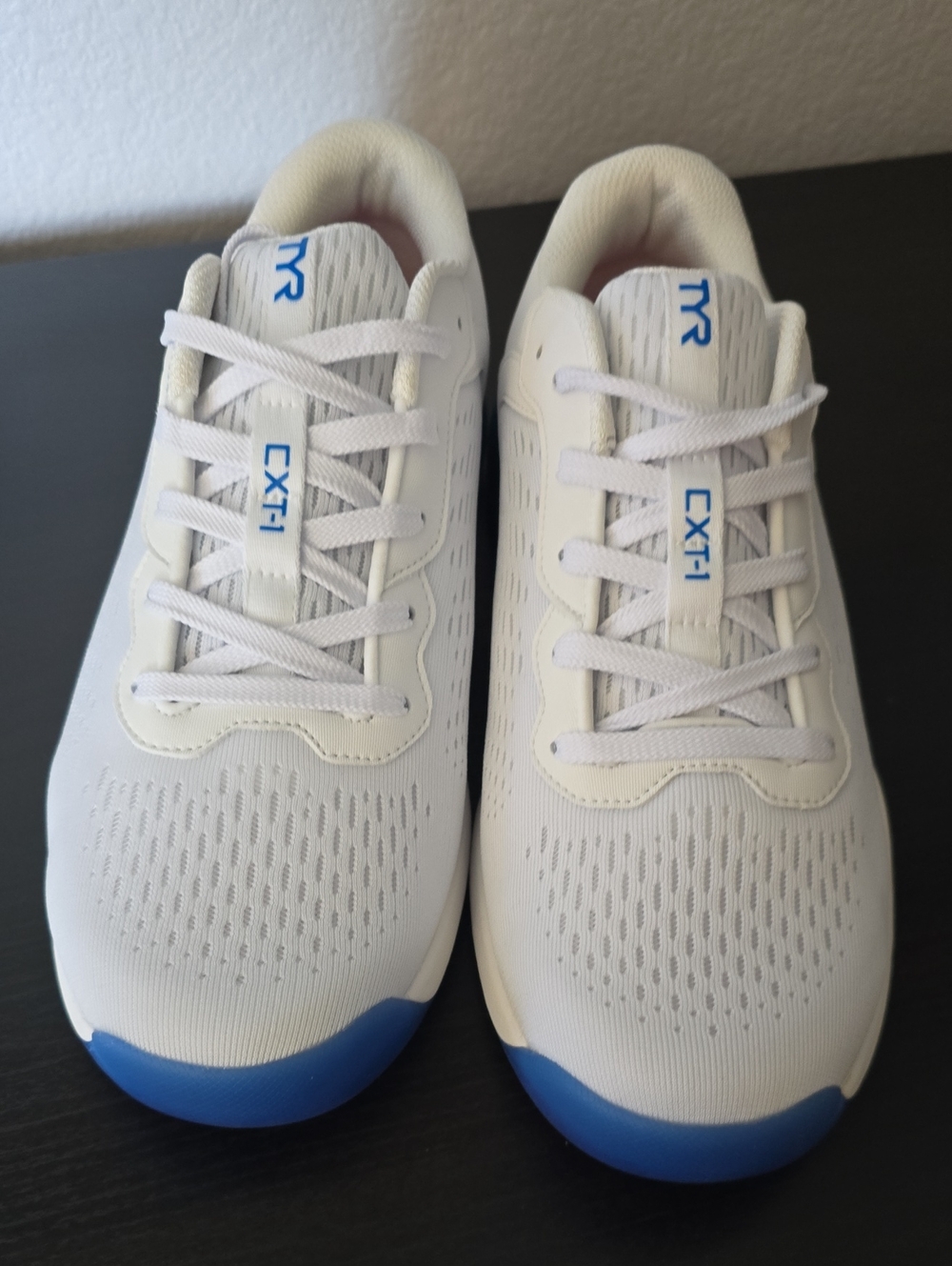TYR White Athletic Sneakers with Blue Accents